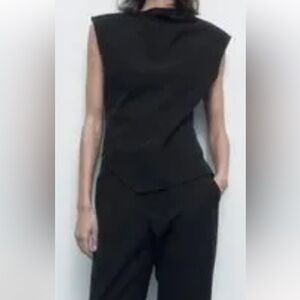 NEW Zara Asymmetric Anthracite Grey Top